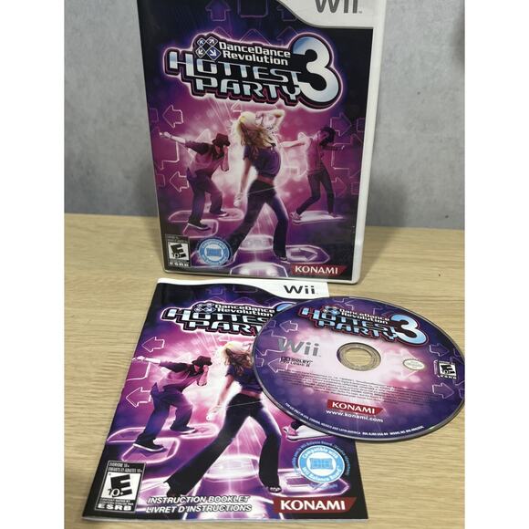 Dance Dance Revolution Hottest Party 3 (Nintendo Wii, 2009) CIB, Tested!! - Picture 2 of 5